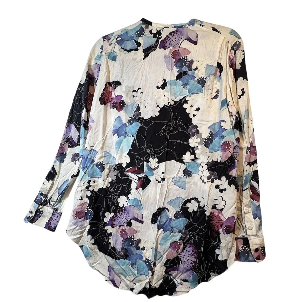 PHILLIP LIM Purple Scrapbook Floral Print Blouse with Hidden Zipper‎ Size 4